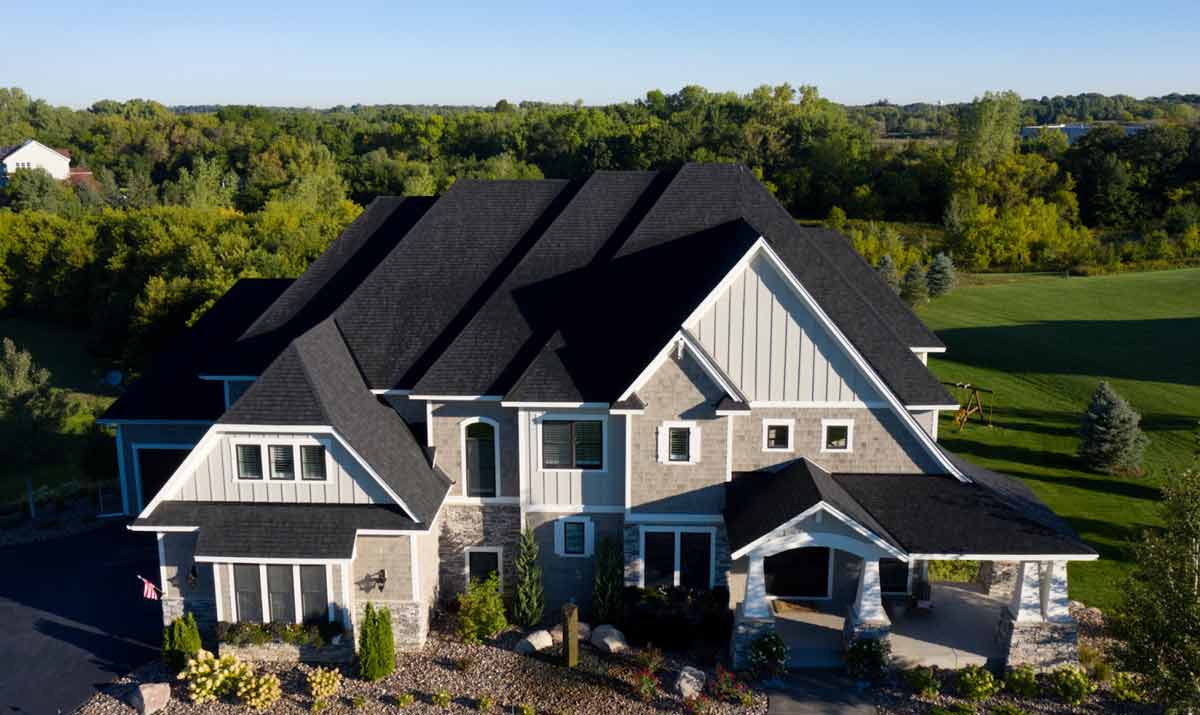 black asphalt shingles