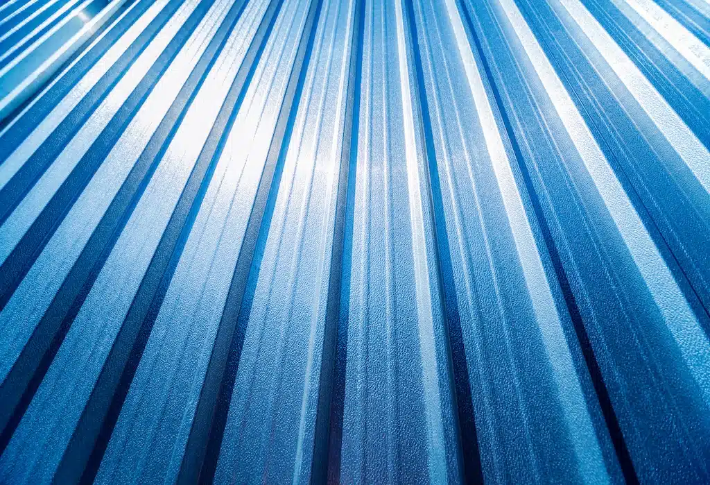 Close‑up view of steel roofing panels used in metal roof installations in St. Cloud, MN.
